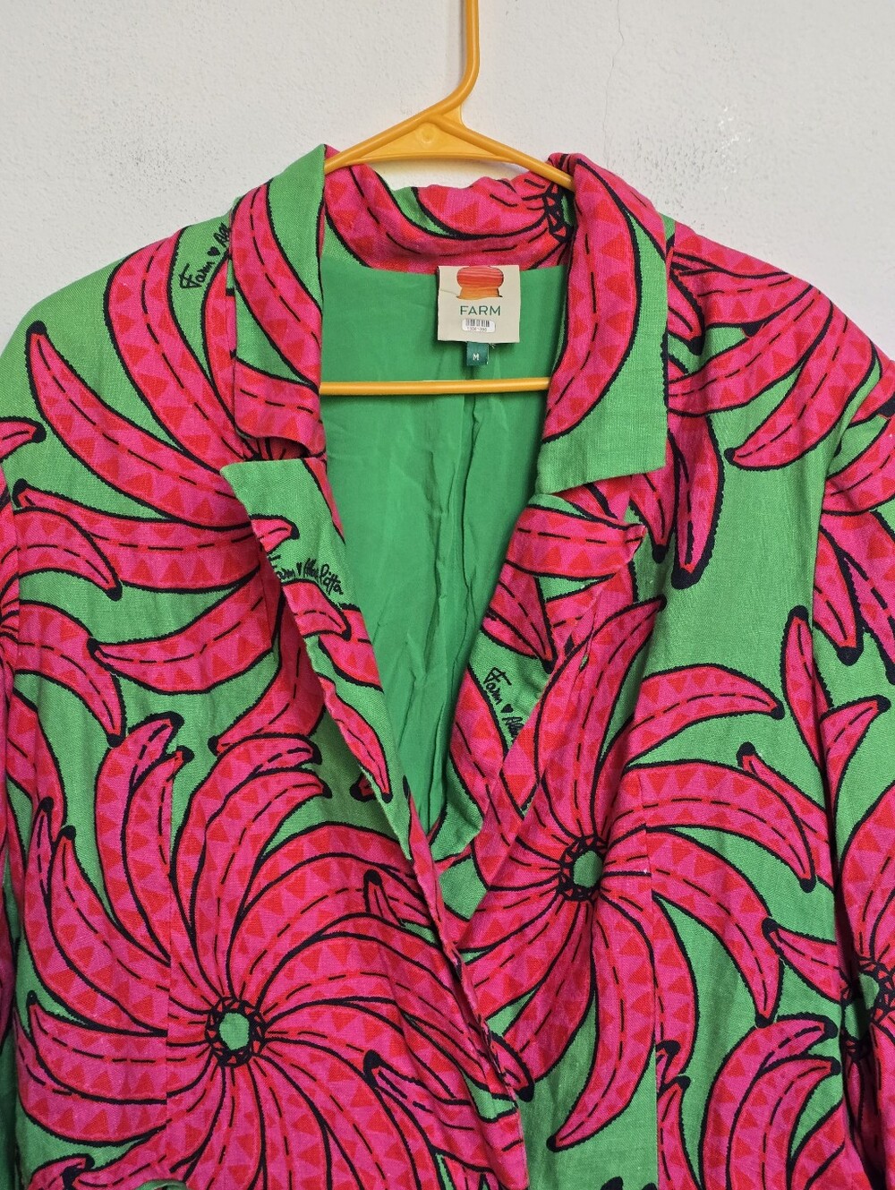 FARM Rio Banana Alberto Pitta Linen Blend Floral Blazer Jacket M - Picture 8 of 17